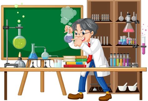 Scientist cartoon character with science lab objects 6771165 Vector Art ...