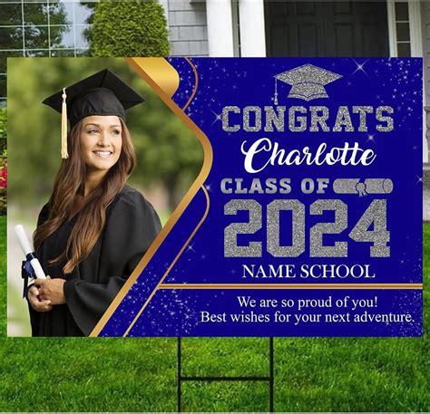 Personalizado Graduation Yard Sign 2024 Com Foto Graduação Senior