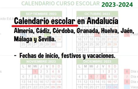 Calendario Escolar En Andaluc A Para El Curso Fechas De