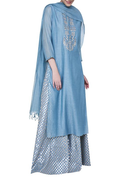 Buy Anita Dongre Delicate Floral Embroidered Kurta Sharara Set Online