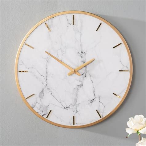 Shop Silver Orchid Leander White Marble And Gold Wall Clock Overstock