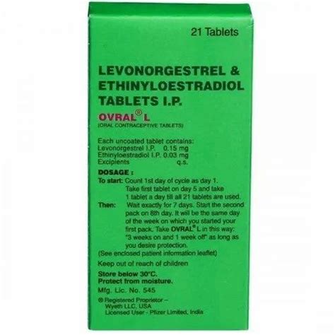 Levonorgestrel And Ethinyl Estradiol Tablets OVRAL L At Rs 80 Stripe