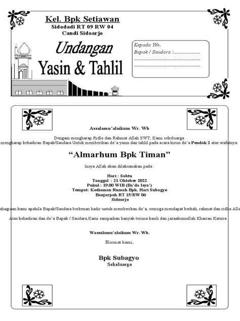 Undangan Doa Yasin Dan Tahlil Pdf