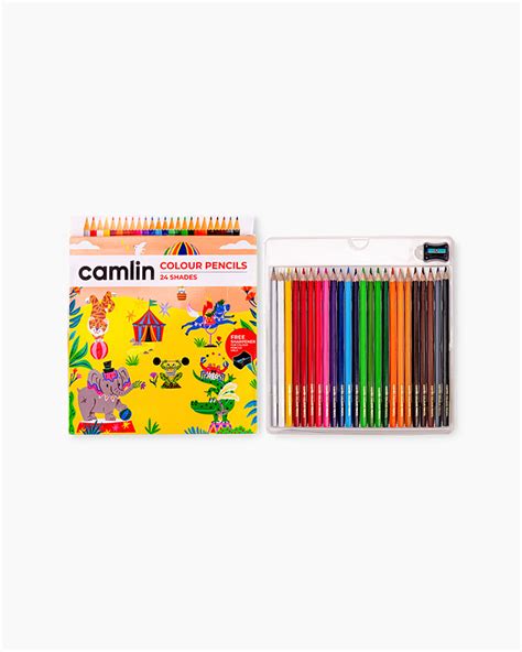 Buy Camlin Colour Pencils Assorted Pack Of 24 Shades With Sharpener