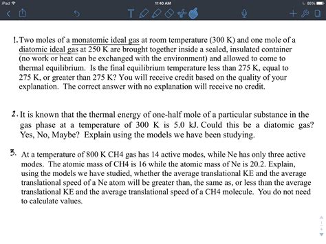 Solved Two Moles Of A Monatomic Ideal Gas At Room Chegg