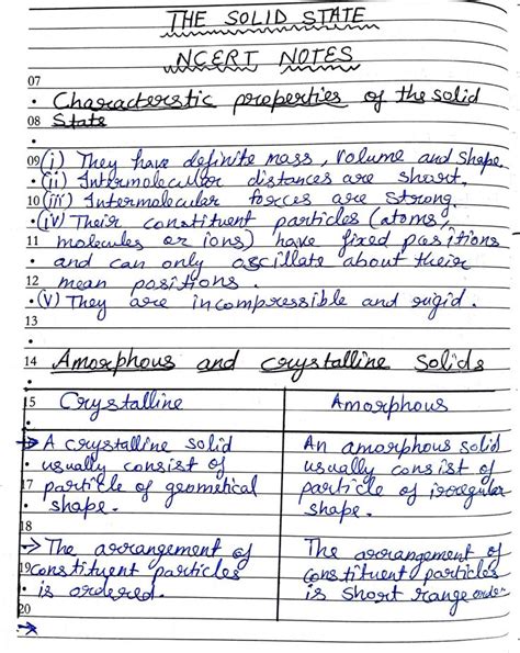 Chapter 1 The Solid States Class 12 Chemistry Handwritten Notes PDF