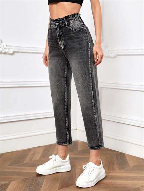 Chumbo Collar Jeans Simples Afilado Embellished N O El Stico Jeans Para