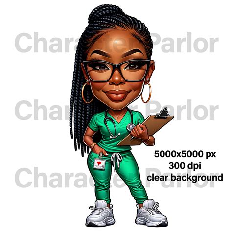 Black Female Nurse Cartoon, Healthcare Professional Character Png ...