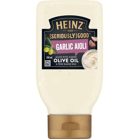 Heinz Seriously Good Mayonnaise Garlic Aioli And Olive Oil Mayo 295ml