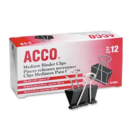 Acco Binder Clips Medium Blacksilver Dozen A7072050b 1 Frys