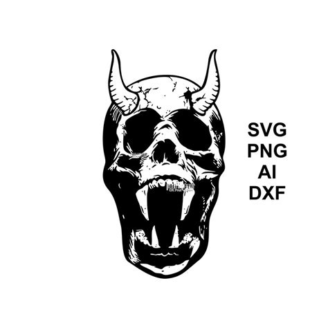 Vampire Skull Clipart Horny Skull Silhouette Skull SVG Skeleton