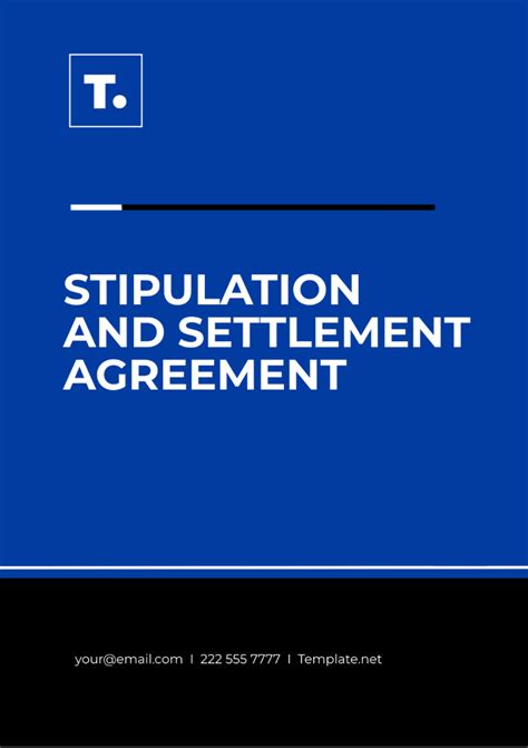 Free Stipulation And Settlement Agreement Template To Edit Online