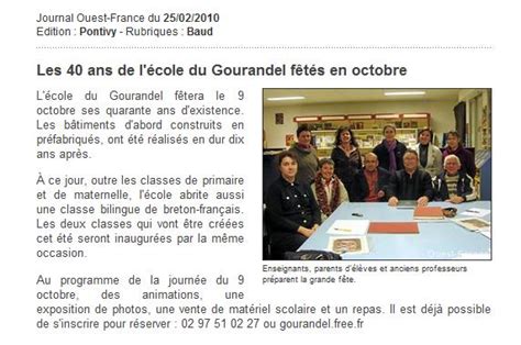 Quarantième anniversaire de l école du Gourandel L école publique de