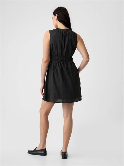 Textured Crinkle Empire Waist Mini Dress Gap