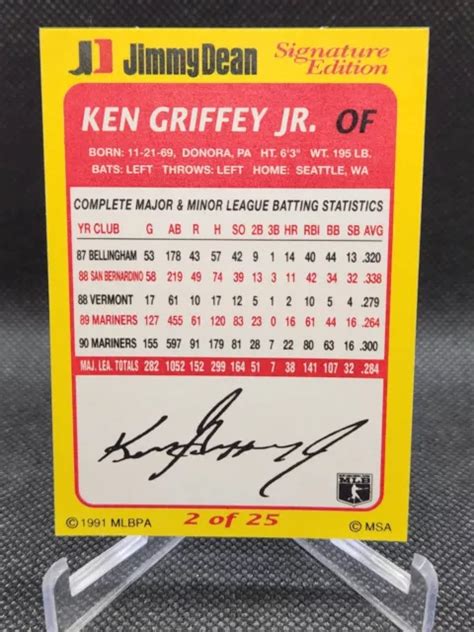 Carte Baseball Ken Griffey Jr Seattle Mariners Jimmy Dean De