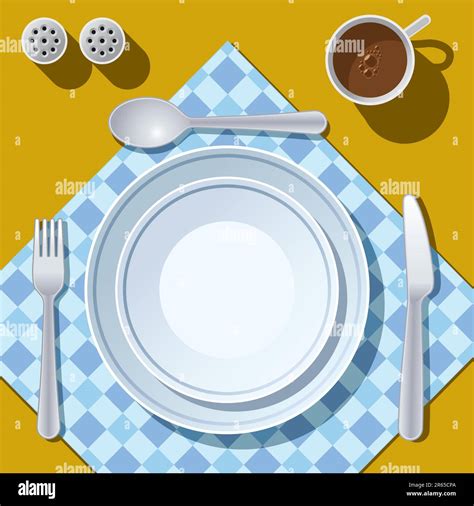 Place Setting With Plate Fork Spoon And Knife Stock Vector Image