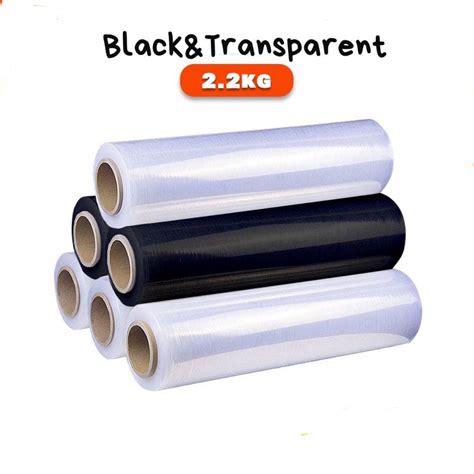 Stretch Film 50 cm 2.2kg Black/Clear Wrapping Plastic Film Plastic Wrap ...