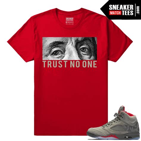 Jordan 5 Sneaker Tee Shirt Trust No One Camo 5s Collection