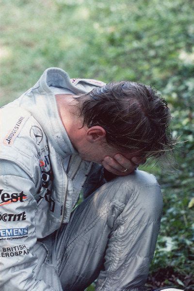 Mika H Kkinen Is Distraught After Crashing Out Of The Lead Of The Race