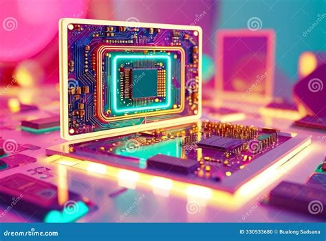 Computer Processor With Cpu Chip On Top Stock Illustration