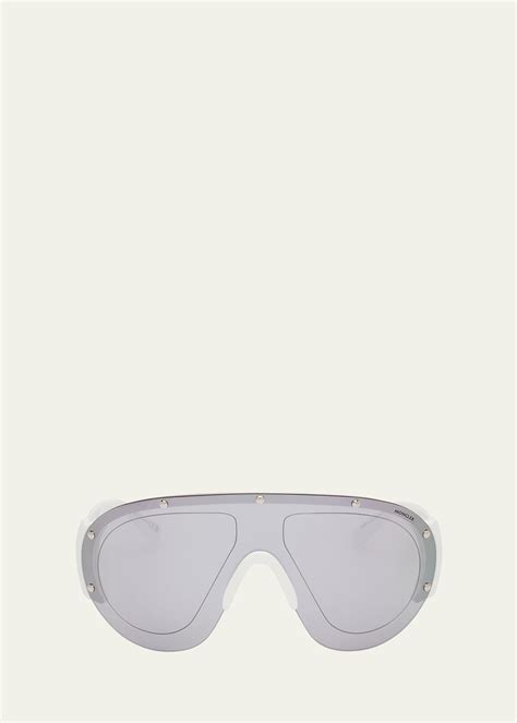 Moncler Mens Rapide Plastic Shield Sunglasses In White Smoke Mirror Modesens