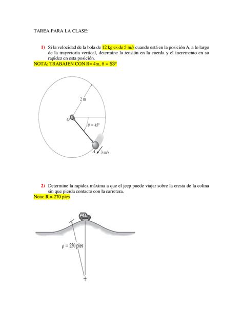 Tarea Para La Clase Semana Tarea Para La Clase Si La Velocidad De