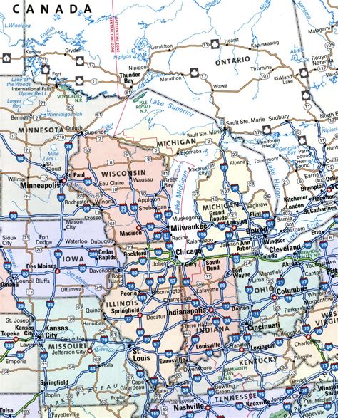 Map Midwest Region With Cities Interstate Highways Road Middlewest Area