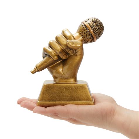 Buy Golden Microphone Trophy Small Resin Singing Award Trophy For