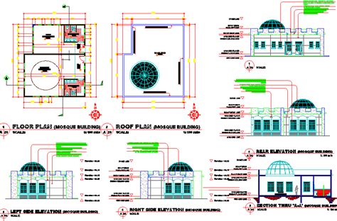 Mosque Building plan - Cadbull