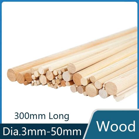 1 2 5 10Pcs Round Wooden Stick 300mm Long DIY Wood Handmade 3mm 50mm