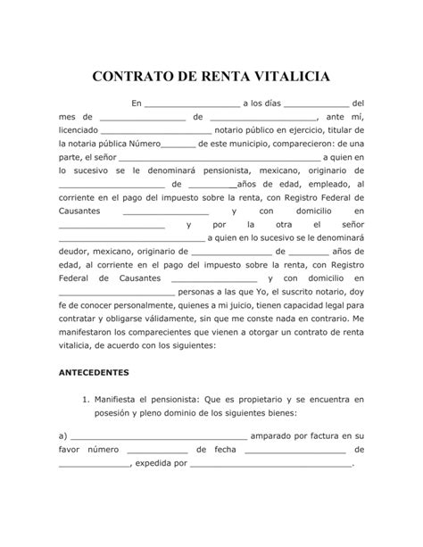 Que Es Un Contrato De Renta Vitalicia Image To U