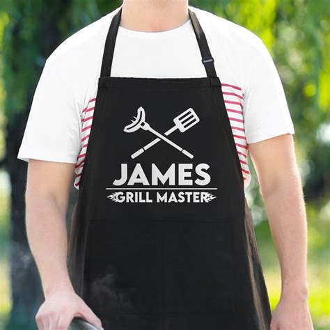 Custom Apron Grill Master Apron For Men Personalized Mens Etsy