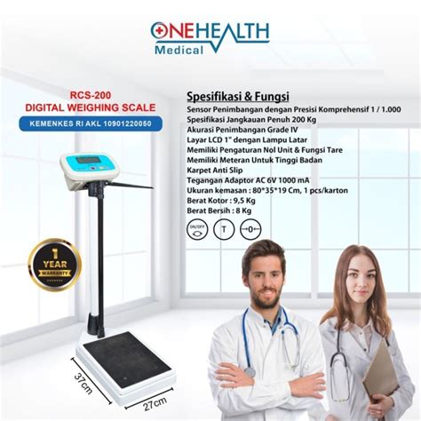 Jual ONEHEALTH RCS 200 TIMBANGAN PLUS PENGUKUR TINGGI BADAN DIGITAL