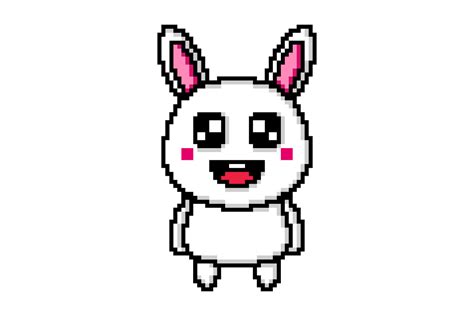 Cute Rabbit Pixel Art Design Vector Graphic By Hiskia Revaldo · Creative Fabrica