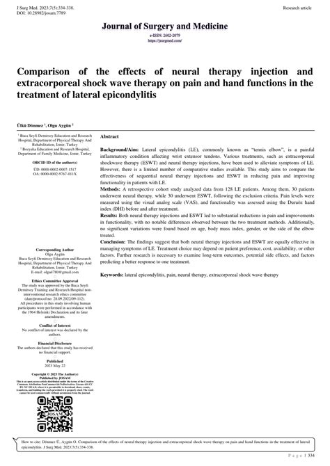 Pdf Comparison Of The Effects Of Neural Therapy Injection And