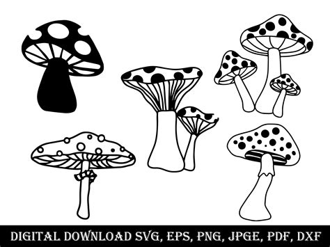 Mushroom Svg Bundle, Magic Mushroom Svg, Floral Mushrooms, Mystical