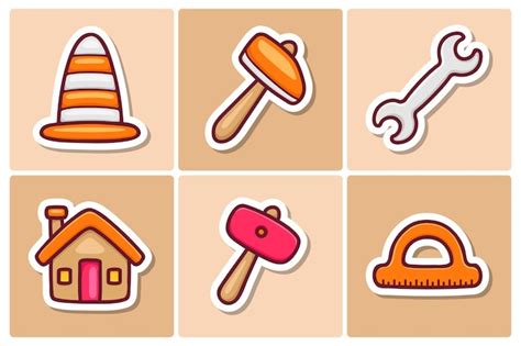 Premium Vector Construction Tool Sticker Icons Doodle Coloring Vector