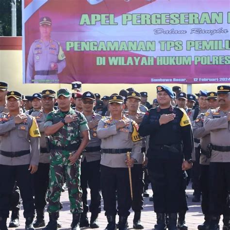 Pemilu 2024 Kapolres Sumbawa Gelar Apel Pergeseran Pasukan Pengamanan