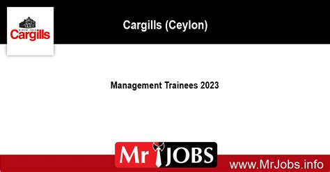 Cargills Management Trainees 2023 MrJOBS Info