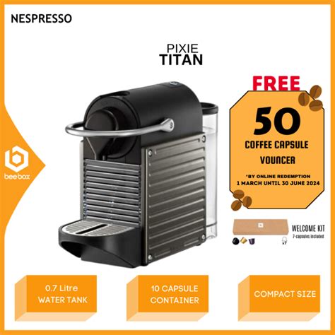 Nespresso C61 ME TI NE Pixie Electric Titan Coffee Machine C61METINE