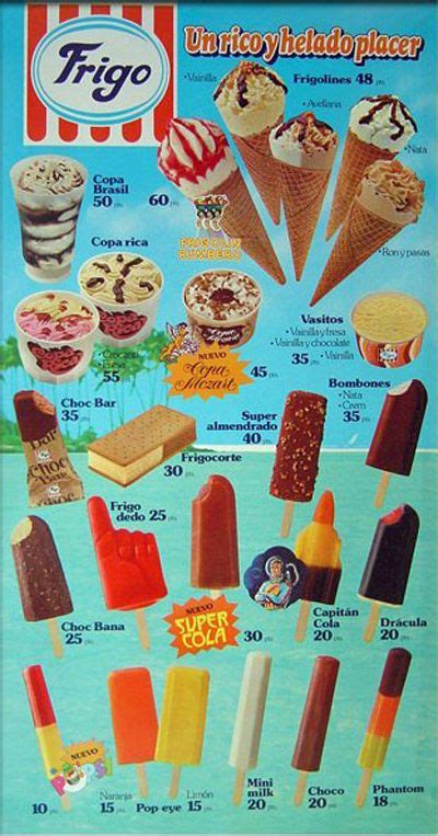 Repasamos La Egb A Través De 12 Carteles De Helados De Frigo De Aquellos Años Menú De Helados