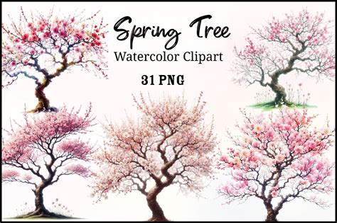 Watercolor Spring Tree Clipart Graphic by Creative Home · Creative Fabrica