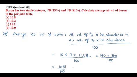 Boron Has Two Stable Isotopes 10B 19 And 11B 81 Calculate