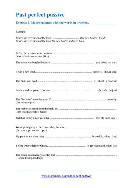 Past Perfect Passive Exercise 3pdf