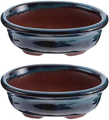 generic Lot de 2 pots de fleurs en céramique émaillée pour plantes