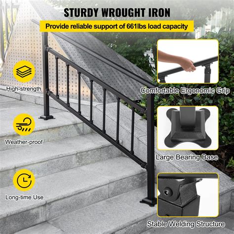 Vevor Outdoor Stair Railing Fits For Steps Transitional Wrought