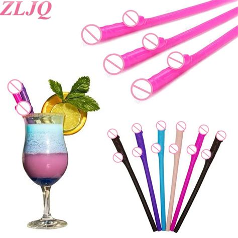 Zljq 50pcs Pink Willy Dicky Sipping Straw Penis Drinking Straws Sex