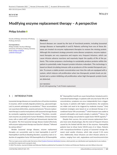 (PDF) Modifying enzyme replacement therapy – A perspective