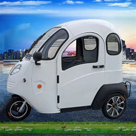 Fully Closed Passenger Electric Motorized Tricycle 4 Wheel Motorcycle Enclosed Cabin Bike