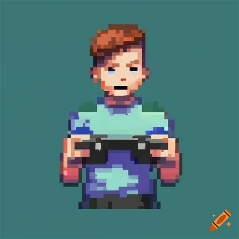 Pixel Art Avatar Of Guy With Guitar And Steam Deck In Hands